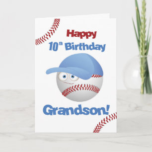 Carte Grand-fils 10e anniversaire drôle visage de baseba