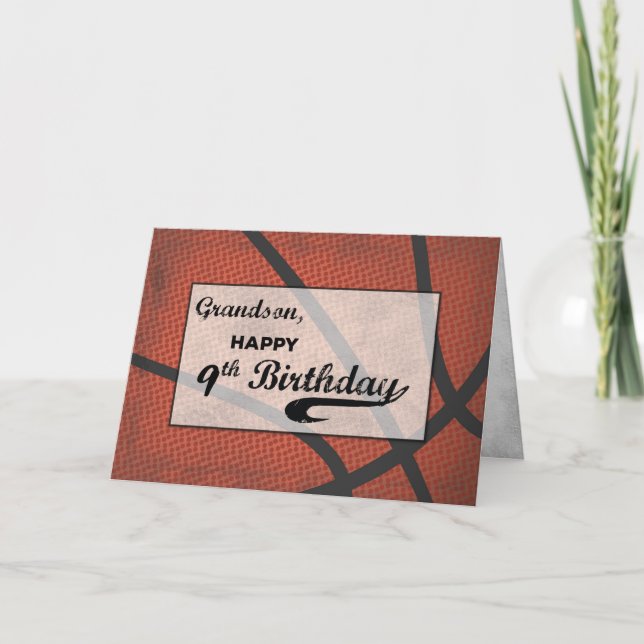 Carte Grand-fils 9e anniversaire Basketball grand désoss (Devant)