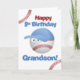 Carte Grand-fils 9e anniversaire drôle visage de basebal