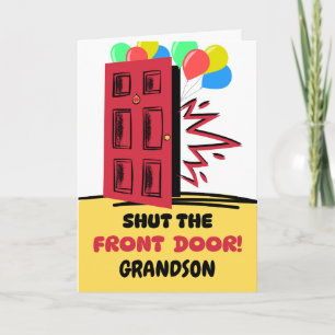 Carte Grand-fils Anniversaire ferme la porte d'entrée