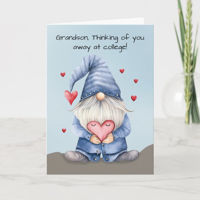 Carte Grand-fils au collège Valentine Funny Gnome (Devant)