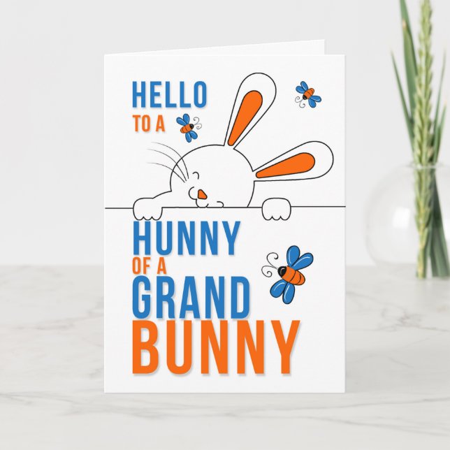 Carte Grand-fils Bonjour à un Hunny of a Grand Bunny (Devant)