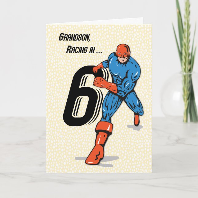 Carte Grand-fils Superhero 6e anniversaire (Devant)