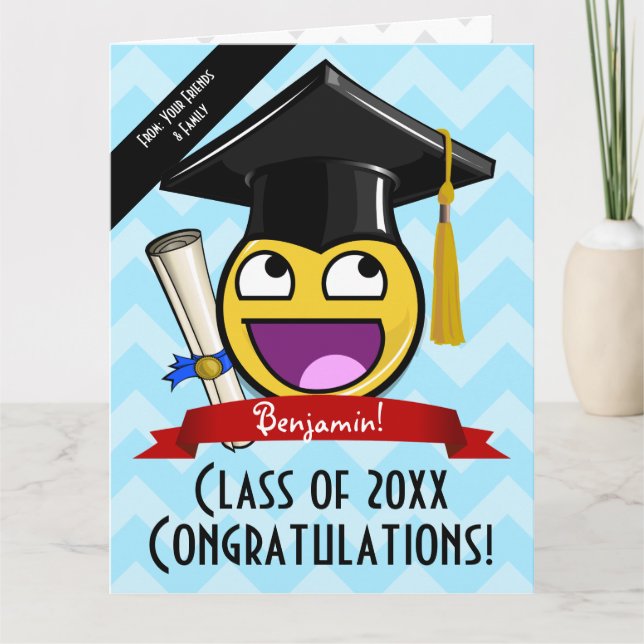 Carte Grand Géant Superbe Graduation Visage Personnalisé (Devant)