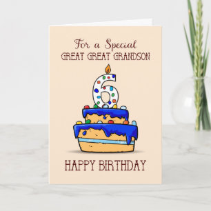 Carte Grand Grand Grand Petit-fils 6e anniversaire, gâte