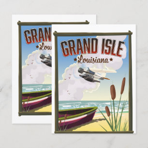 Carte Grand Isle, Louisiane Affiche de voyage