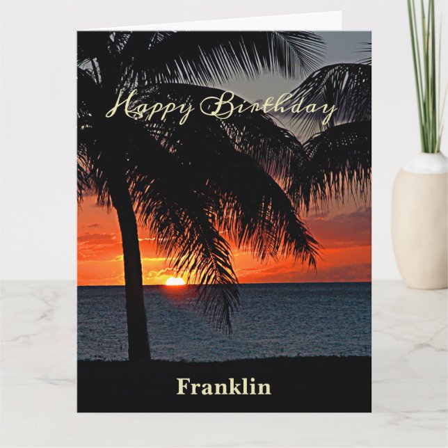 Carte Grand Joyeux Anniversaire Hommes Coucher du soleil (Devant)
