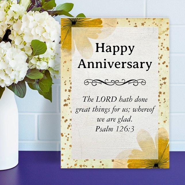 Carte Grand Joyeux Anniversaire Jaune Écriture Florale (Big Happy Anniversary Yellow Floral Scripture Card)