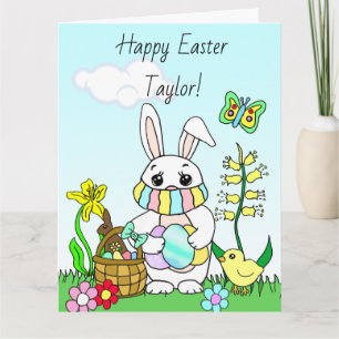 Carte Grand Joyeux Pâques, Lapin personnalisé en masque 