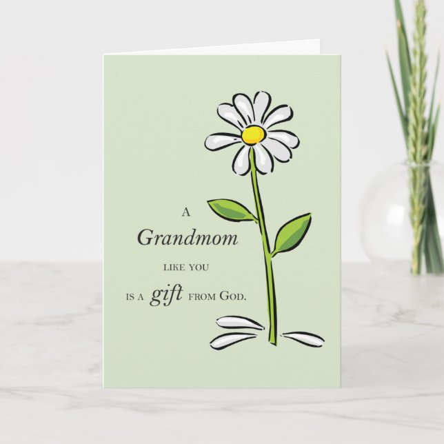 Carte Grand-mère Cadeau de Dieu Daisy Grand-parent relig (Devant)