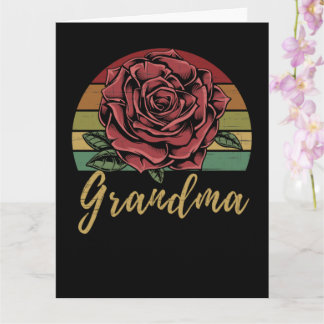 Carte Grand-mère de Rose rouge du coucher de soleil