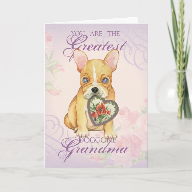 Carte Grand-mère du coeur de Bulldog (Devant)