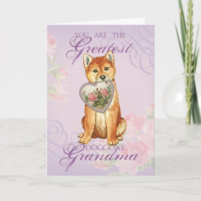 Carte Grand-mère du coeur de Shiba Inu (Devant)