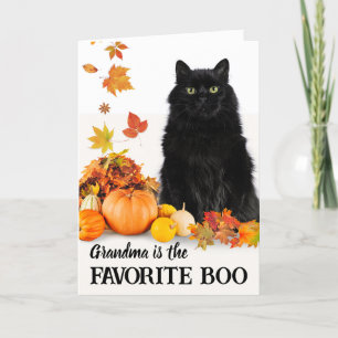 Carte Grand-mère Favori Boo Halloween Chat noir