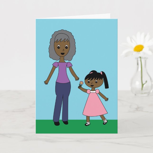 Carte Grand-mère Grand-parents Jour Noir Petite-fille (Petite plante)
