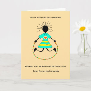 Carte Grand-mère heureuse Joyeuse fête des mères