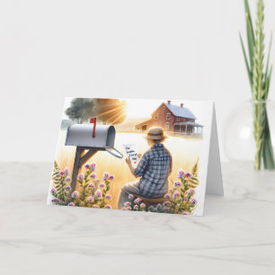 Carte Grand-mère lisant une lettre d'anniversaire de gra