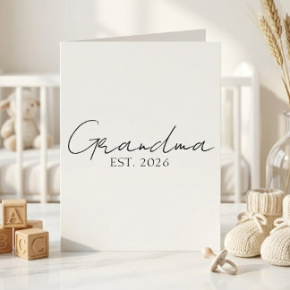 Carte Grand-mère rouge lettre minimale année Est