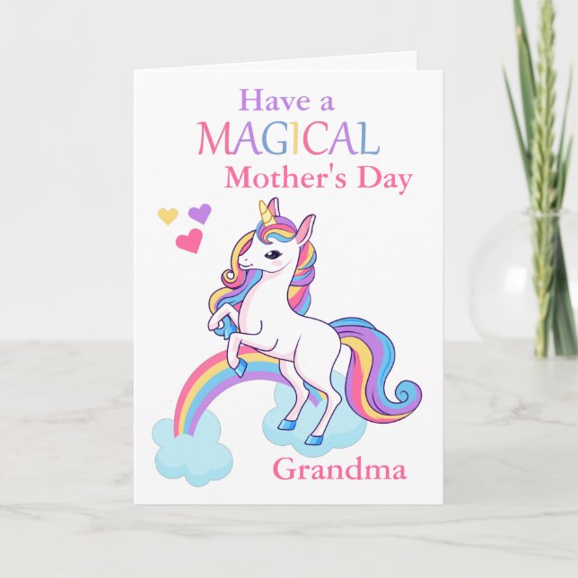 Carte Grand-mère Unicorn Fête des mères magiques (Devant)