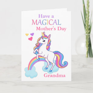 Carte Grand-mère Unicorn Fête des mères magiques