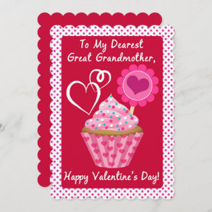Carte Grand-mère Valentine Cute Cupcake