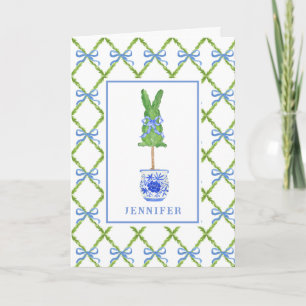 Carte Grand-millénaire Chinoiserie Bunny Topiary Blank