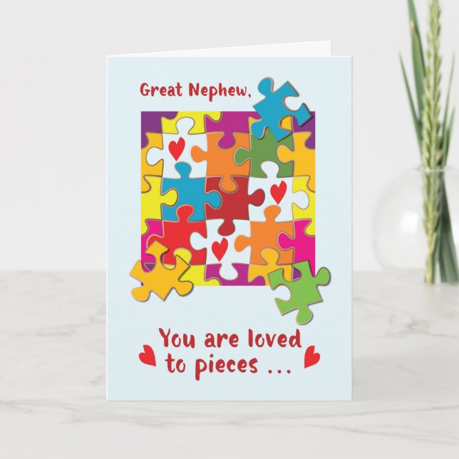 Carte Grand Nephew Anniversaire Puzzle Amour aux pièces (Devant)