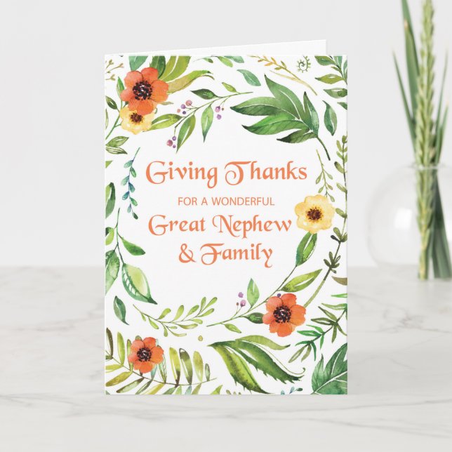 Carte Grand Nephew et famille donnent grâce Thanksgiving (Devant)