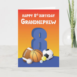 Carte Grand neveu 8ème anniversaire des balles de sport