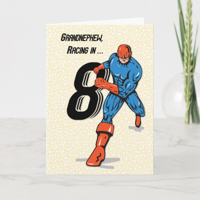 Carte Grand-neveu 8ème anniversaire Superhero (Devant)