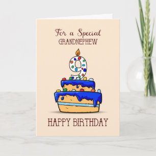 Carte Grand neveu 9e anniversaire, 9 sur le gâteau bleu