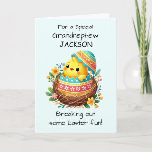 Carte Grand neveu Pâques Chick Break Shell