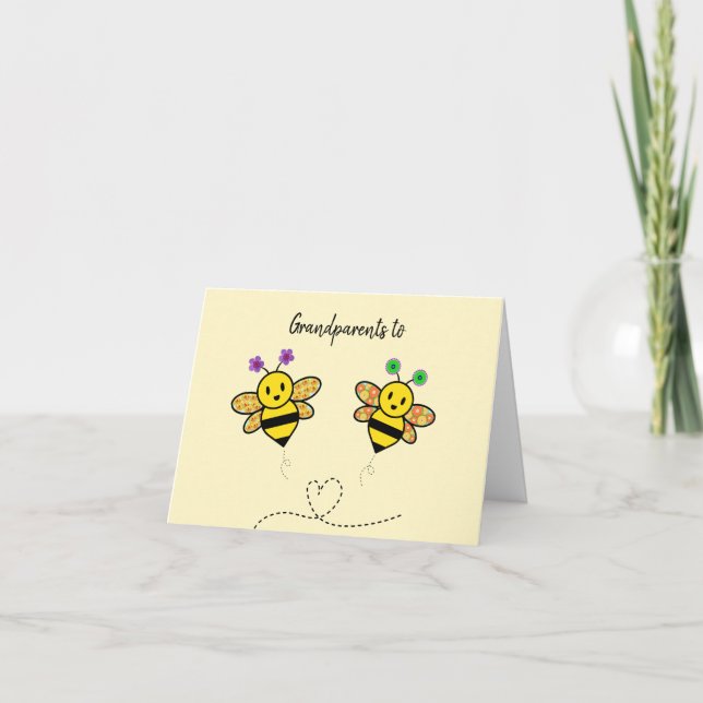 Carte Grand-parents à Bee Félicitations pour les bonnes  (Devant)
