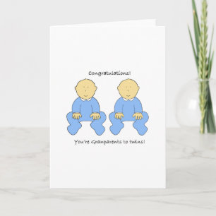 Carte Grand-parents à jumeaux garçons Félicitations