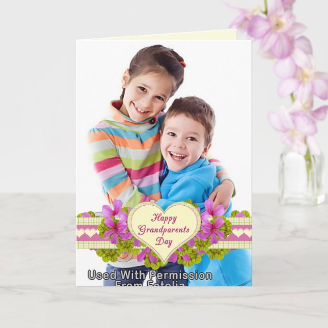 Carte Grand-parents Day Heart for Grand-mère Photo (Orchidée)