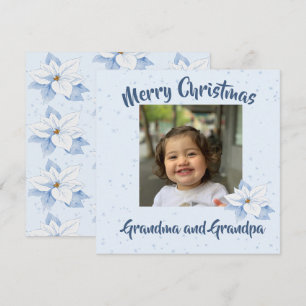 Carte Grand-parents Noël Photo Floral Salutation