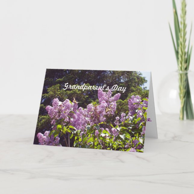 Carte Grand-parents Papillons de jour sur l'arbuste Lila (Devant)
