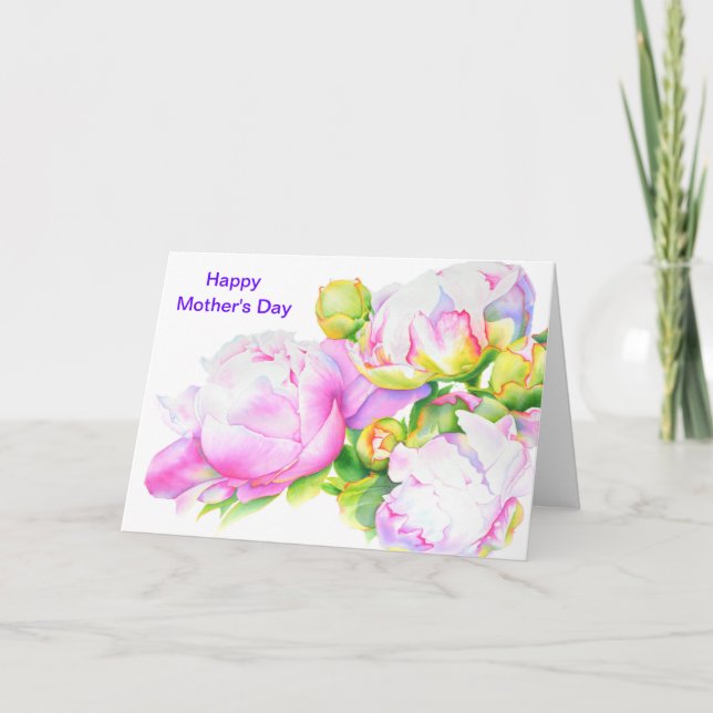Carte Grand Peony, fête de la mère heureuse (Devant)
