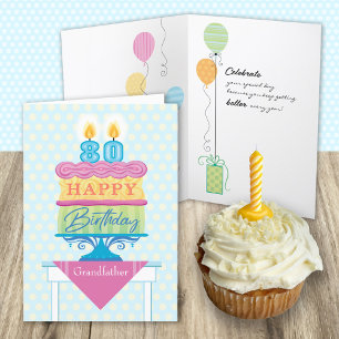 Carte Grand-père 80e anniversaire de gâteau Nombre de bo