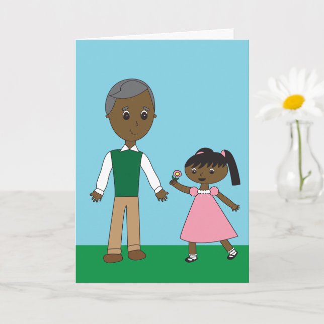 Carte Grand-père afro-américain Grand-parents Day Cube (Petite plante)