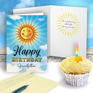 Carte Grand-père Anniversaire Jaune Soleil souriant