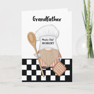Carte Grand-père Anniversaire Whimsical Gnome Chef Cuisi