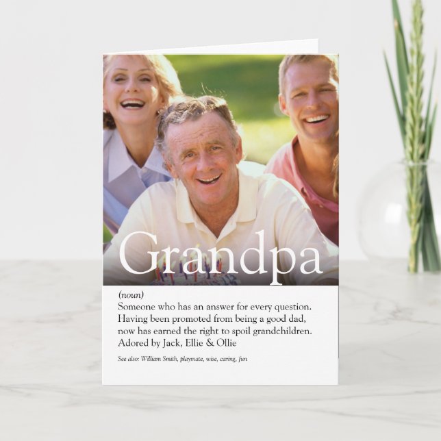 Carte Grand-père, grand-père, papa Photo Définition (Devant)