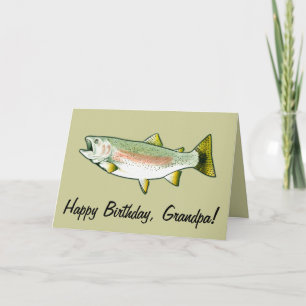 Carte Grand-père Joyeux anniversaire : Truite arc-en-cie