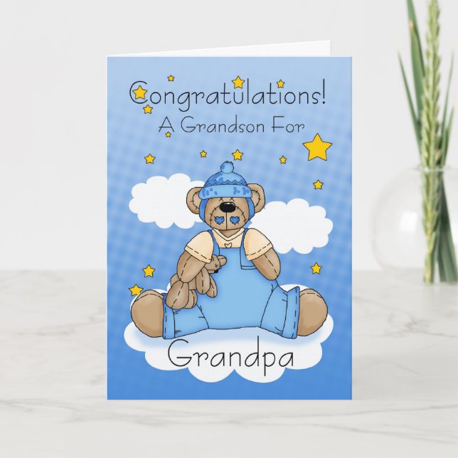 Carte Grand-père Nouveau bébé garçon Félicitations (Devant)