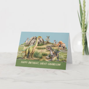 Carte Grand-petit-fils anniversaire bébé Dinosaure vie