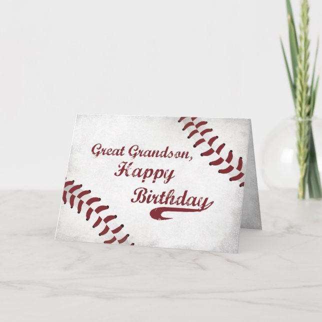 Carte Grand-Petit-Fils Anniversaire Large Grunge Basebal (Devant)