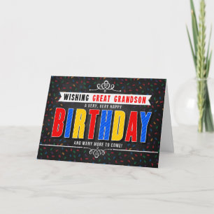 Carte Grand-petit-fils couleur tableau noir Anniversaire