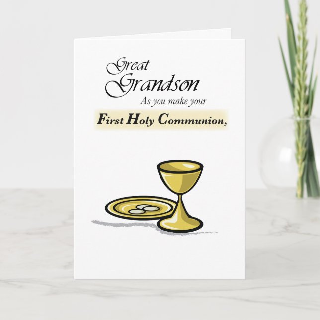 Carte Grand petit-fils Première communion Chalice or, Pa (Devant)