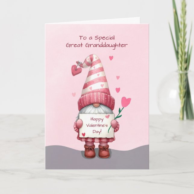 Carte Grand-Petite-Fille Valentines Jour Gnome (Devant)